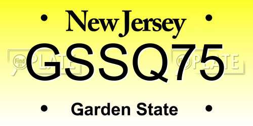 GSSQ75 New Jersey License Plate