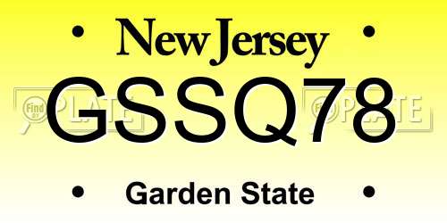 GSSQ78 New Jersey License Plate