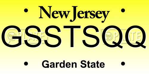 GSSTSQQ New Jersey License Plate