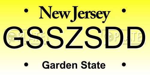 GSSZSDD New Jersey License Plate