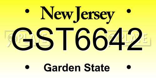 GST6642 New Jersey License Plate