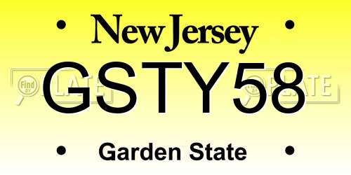 GSTY58 New Jersey License Plate