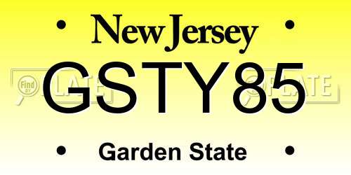GSTY85 New Jersey License Plate