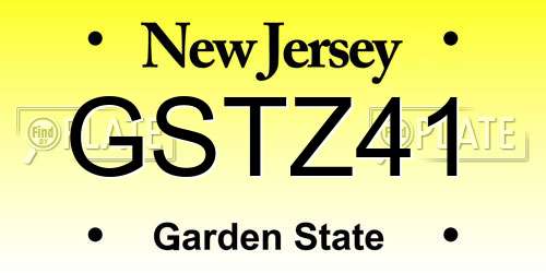 GSTZ41 New Jersey License Plate