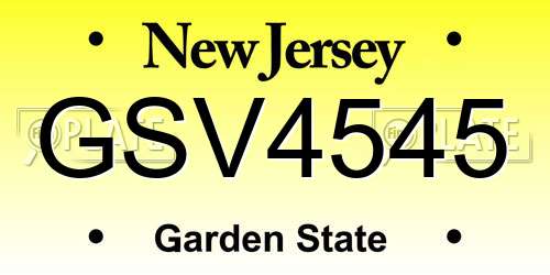 GSV4545 New Jersey License Plate