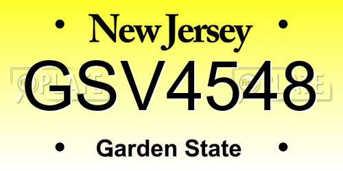 GSV4548 New Jersey License Plate