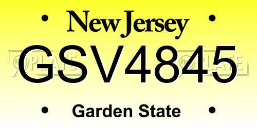 GSV4845 New Jersey License Plate