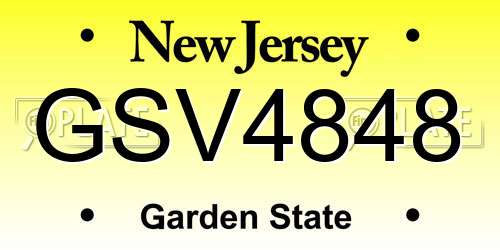 GSV4848 New Jersey License Plate