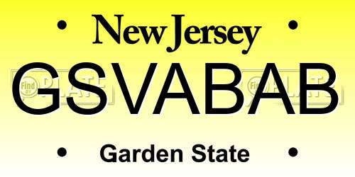 GSVABAB New Jersey License Plate