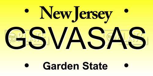 GSVASAS New Jersey License Plate