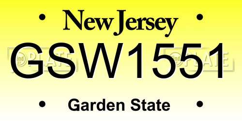 GSW1551 New Jersey License Plate