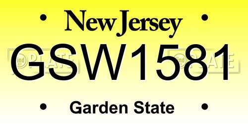 GSW1581 New Jersey License Plate