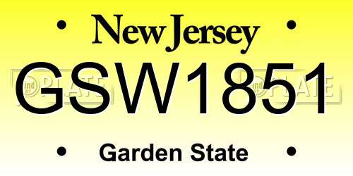 GSW1851 New Jersey License Plate