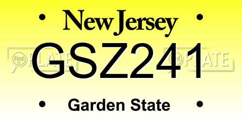 GSZ241 New Jersey License Plate