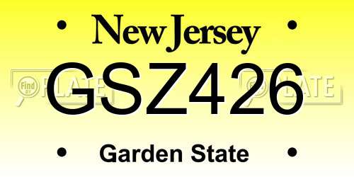 GSZ426 New Jersey License Plate