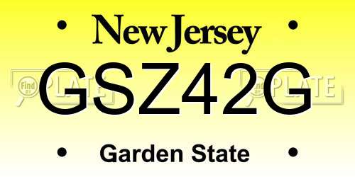 GSZ42G New Jersey License Plate