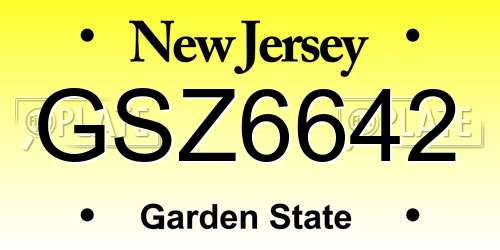 GSZ6642 New Jersey License Plate