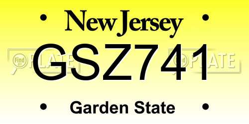 GSZ741 New Jersey License Plate
