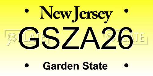 GSZA26 New Jersey License Plate