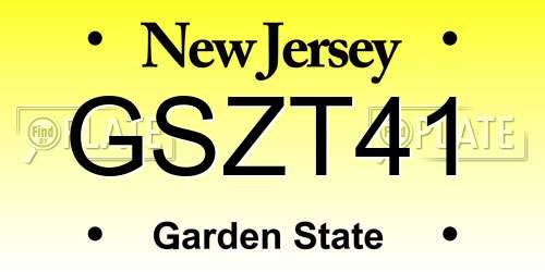 GSZT41 New Jersey License Plate