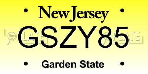 GSZY85 New Jersey License Plate