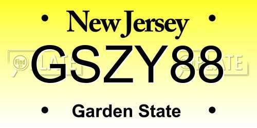 GSZY88 New Jersey License Plate