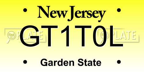 GT1T0L New Jersey License Plate