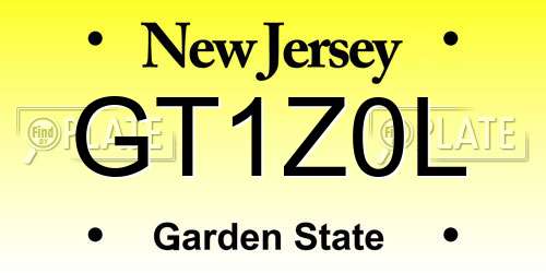 GT1Z0L New Jersey License Plate