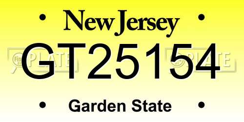 GT25154 New Jersey License Plate