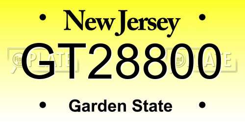 GT28800 New Jersey License Plate