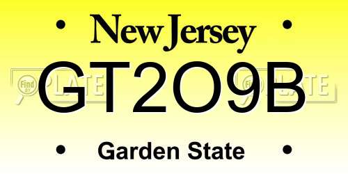 GT2O9B New Jersey License Plate