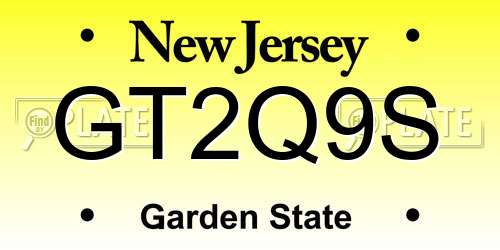 GT2Q9S New Jersey License Plate