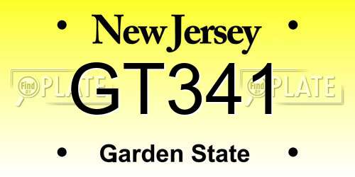 GT341 New Jersey License Plate