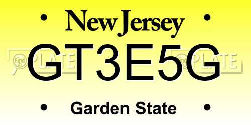 GT3E5G New Jersey License Plate