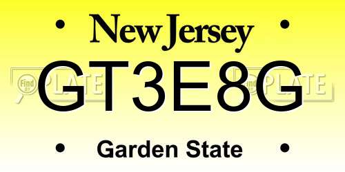 GT3E8G New Jersey License Plate