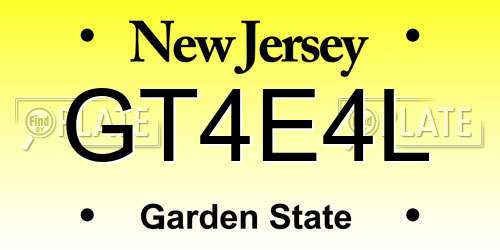 GT4E4L New Jersey License Plate