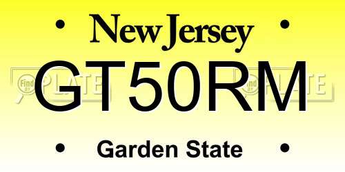 GT50RM New Jersey License Plate