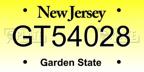 GT54028 New Jersey License Plate