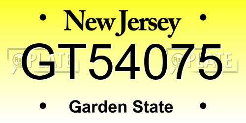 GT54075 New Jersey License Plate