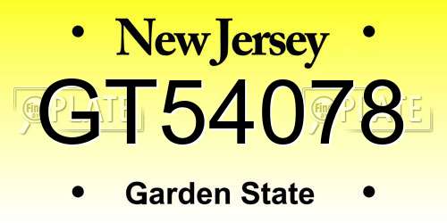 GT54078 New Jersey License Plate