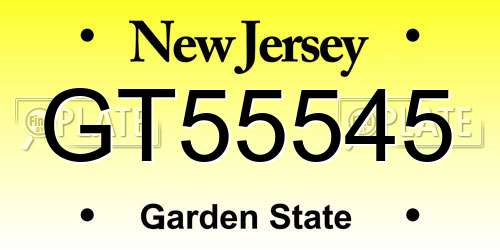 GT55545 New Jersey License Plate