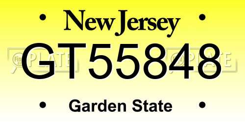 GT55848 New Jersey License Plate