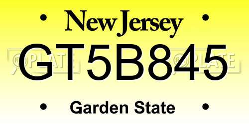 GT5B845 New Jersey License Plate