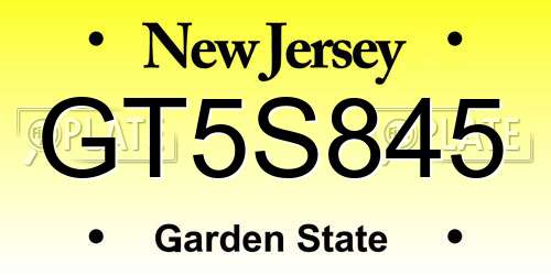 GT5S845 New Jersey License Plate