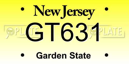 GT631 New Jersey License Plate