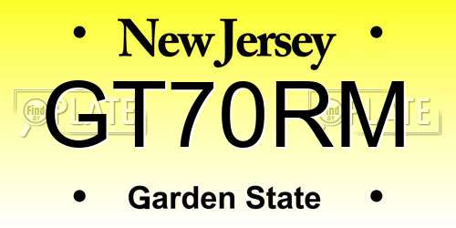 GT70RM New Jersey License Plate