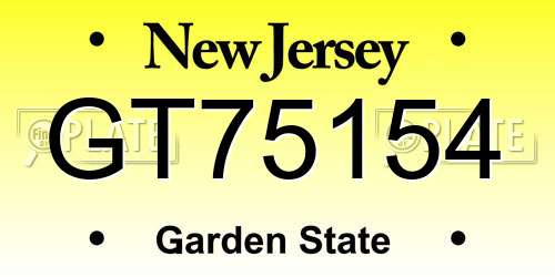 GT75154 New Jersey License Plate