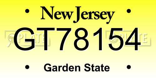 GT78154 New Jersey License Plate