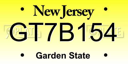 GT7B154 New Jersey License Plate
