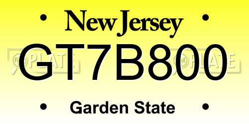 GT7B800 New Jersey License Plate